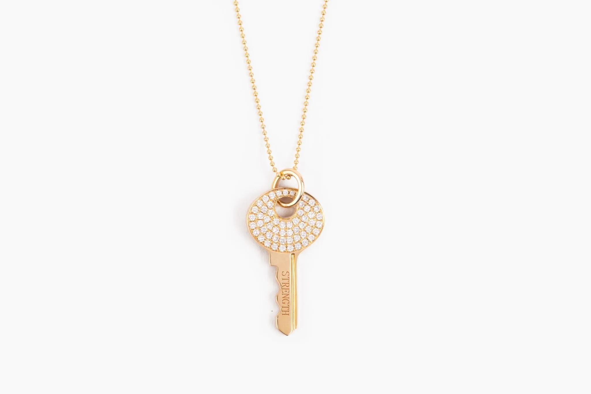 14k Gold Diamond Key Pendant