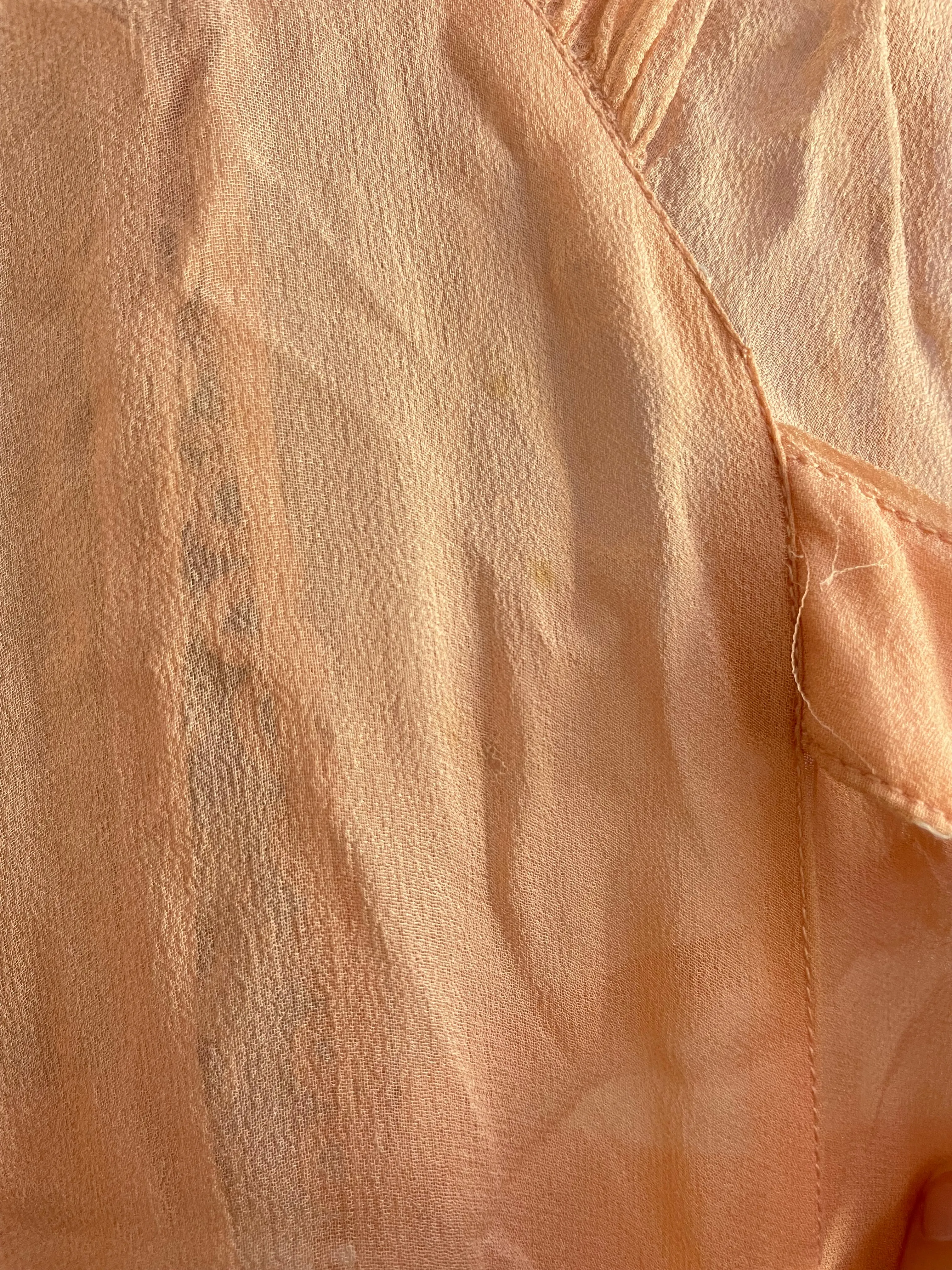 1930s Ballet Pink Floral Appliqué Chiffon Dress