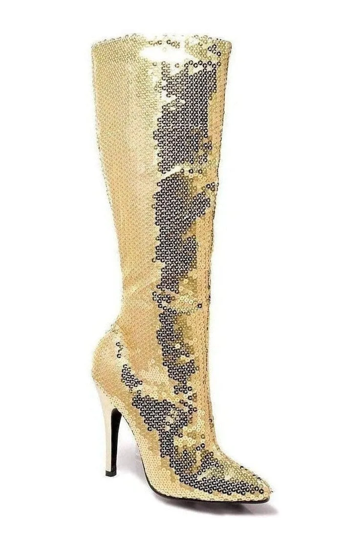 511-TIN Knee Boot  | Gold Faux Leather