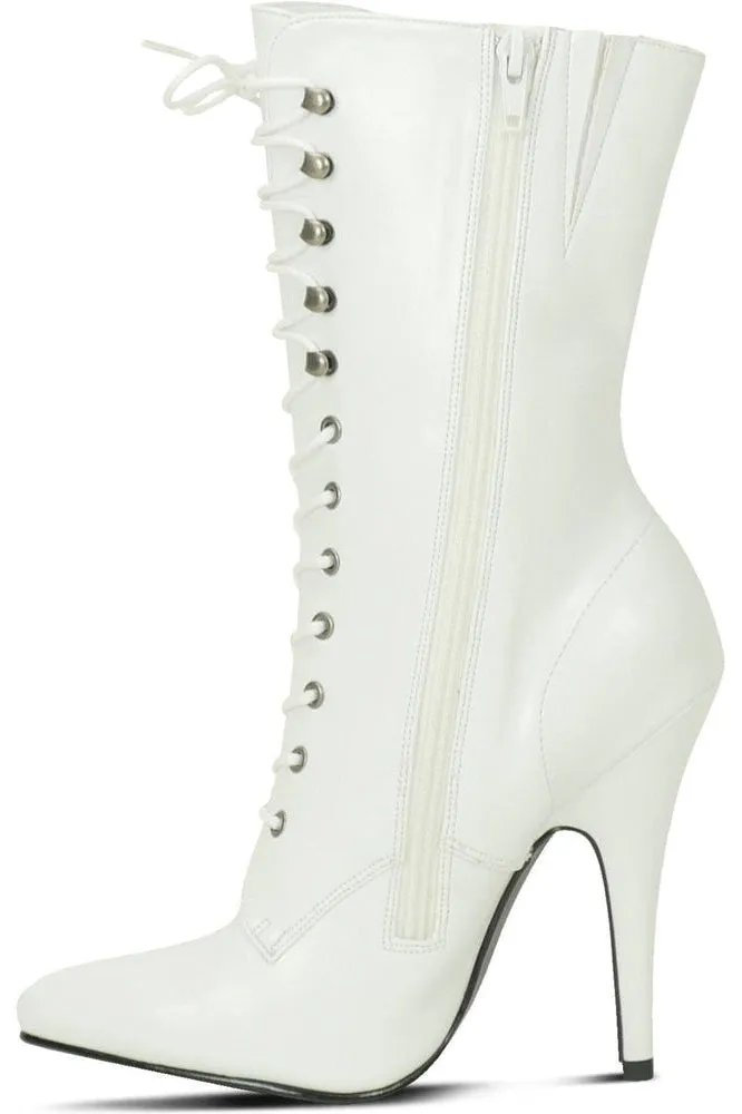 6375-Granny Mid Calf Ankle Boot | Faux Leather