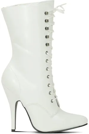 6375-Granny Mid Calf Ankle Boot | Faux Leather
