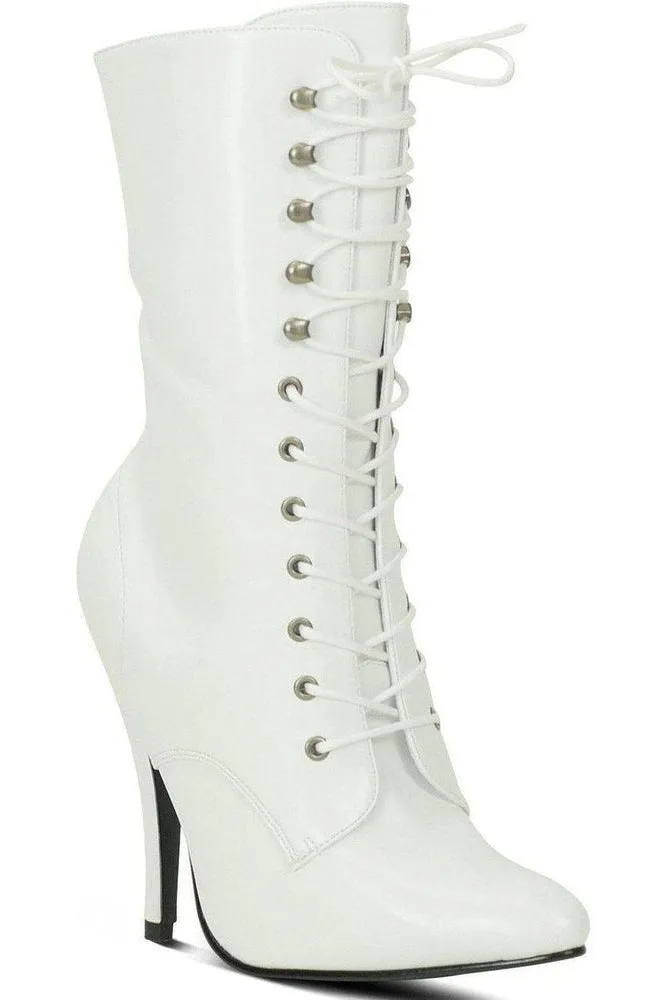 6375-Granny Mid Calf Ankle Boot | Faux Leather