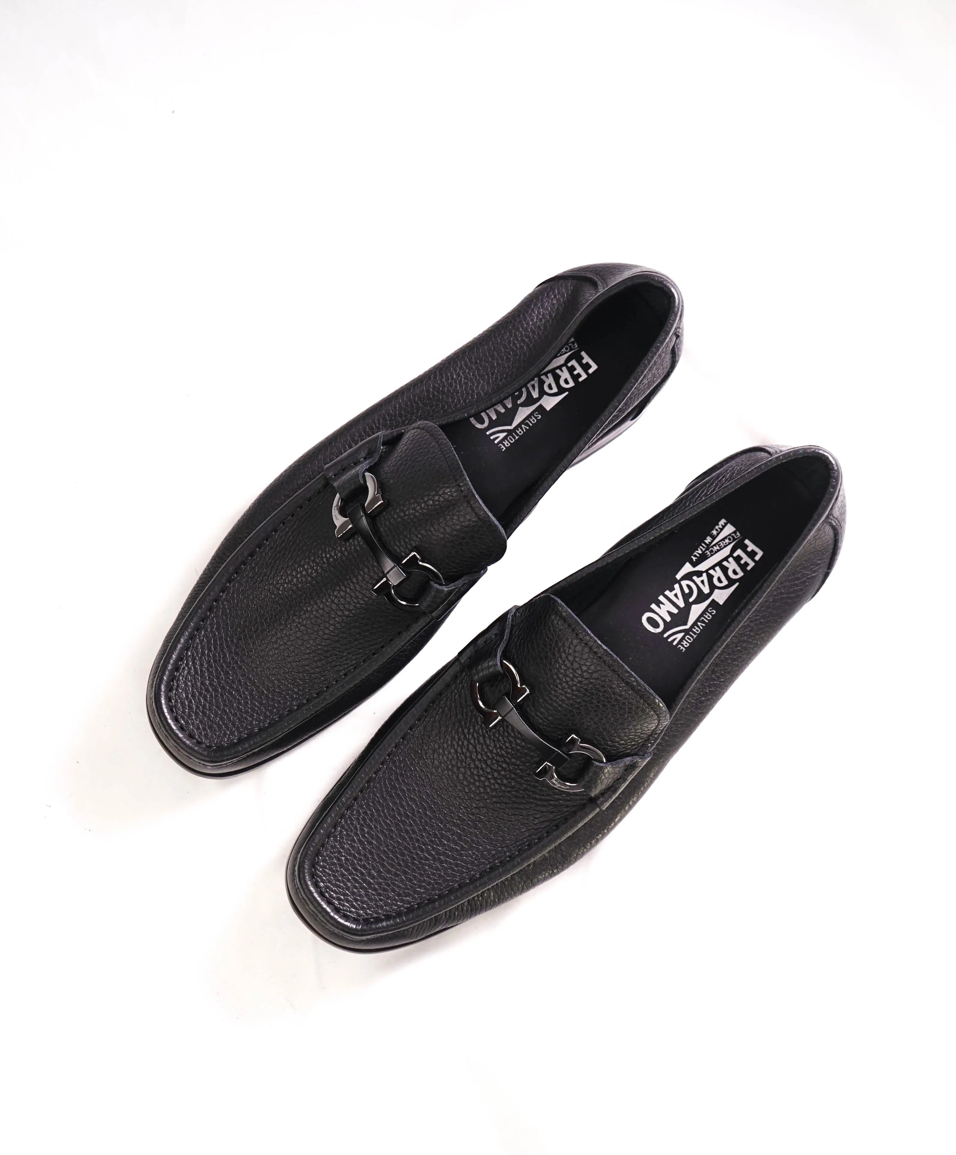 $850 SALVATORE FERRAGAMO - “GRANDIOSO" Gancini Bit Loafer Black Leather - 9 EE