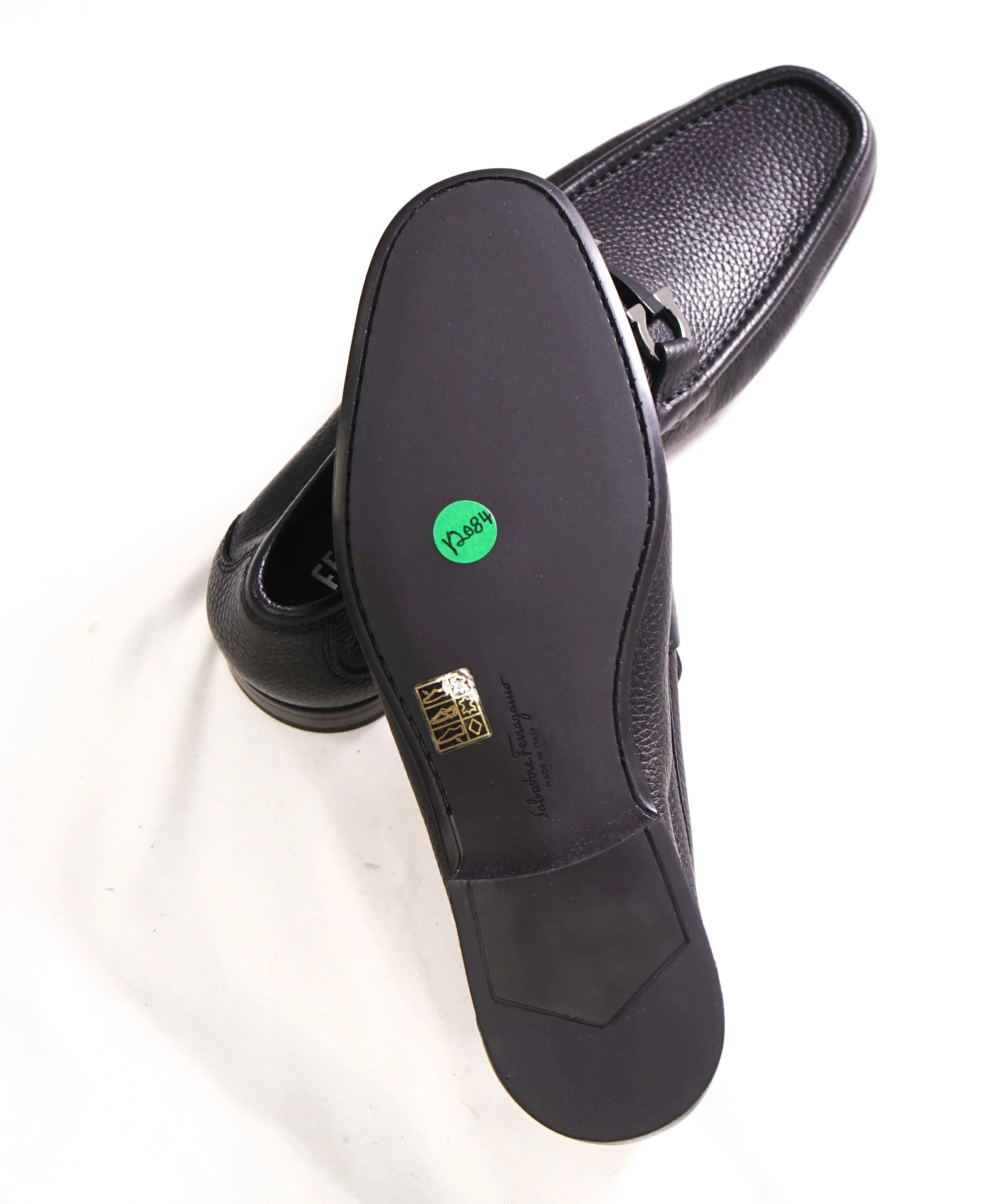 $850 SALVATORE FERRAGAMO - “GRANDIOSO" Gancini Bit Loafer Black Leather - 9 EE