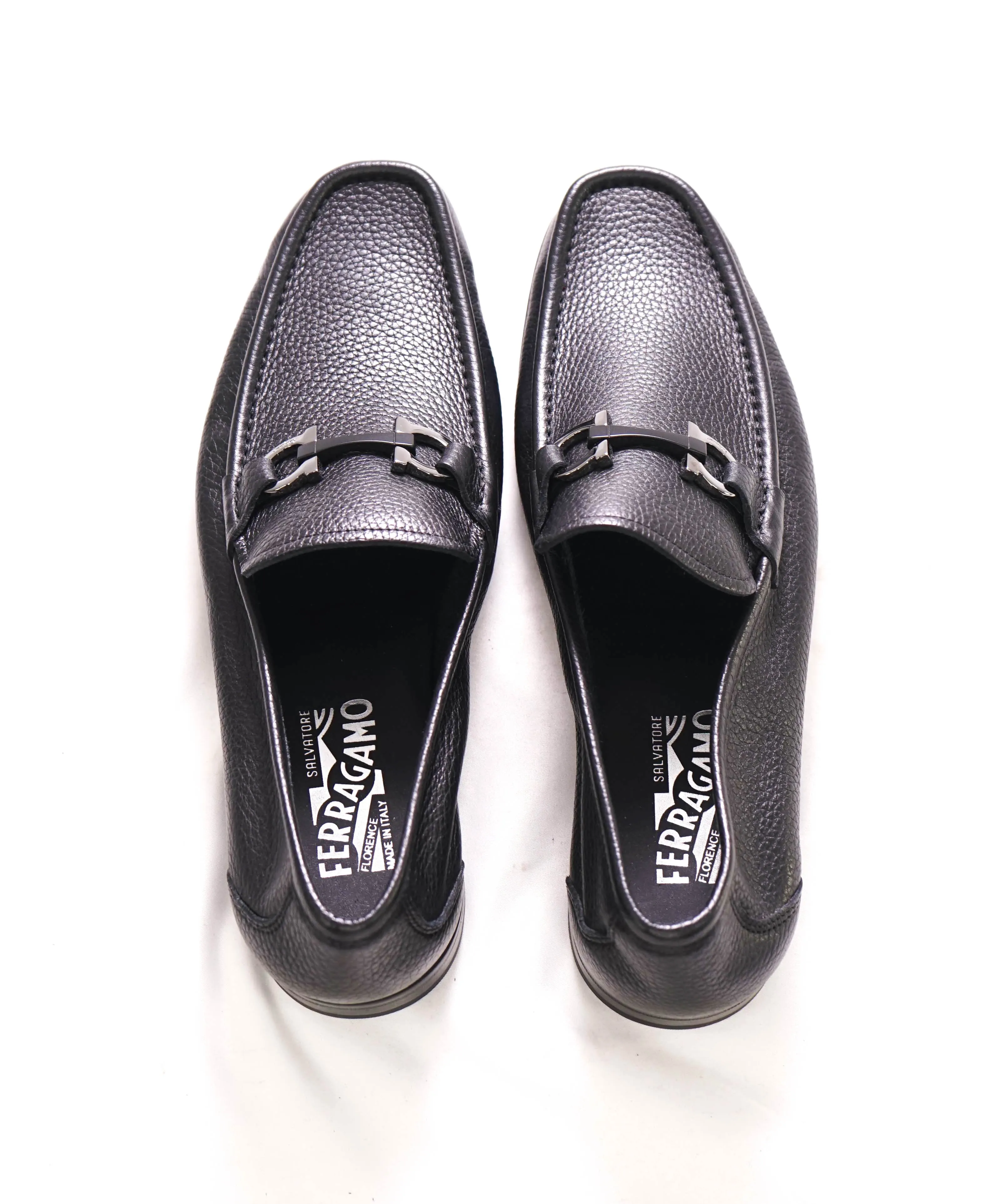 $850 SALVATORE FERRAGAMO - “GRANDIOSO" Gancini Bit Loafer Black Leather - 9 EE