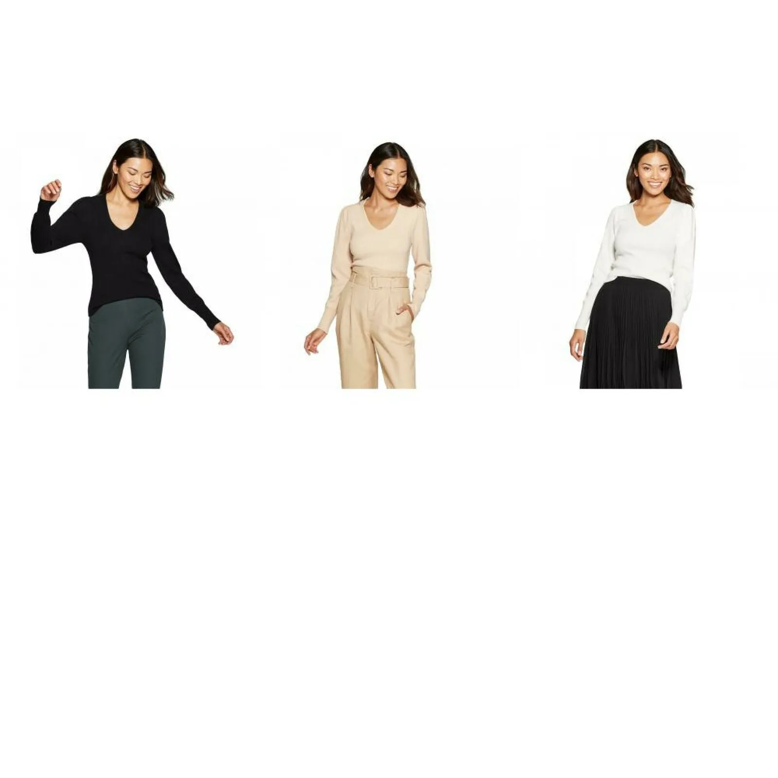A New Day Women's Rib Cuff V-Neck Pullover Sweater