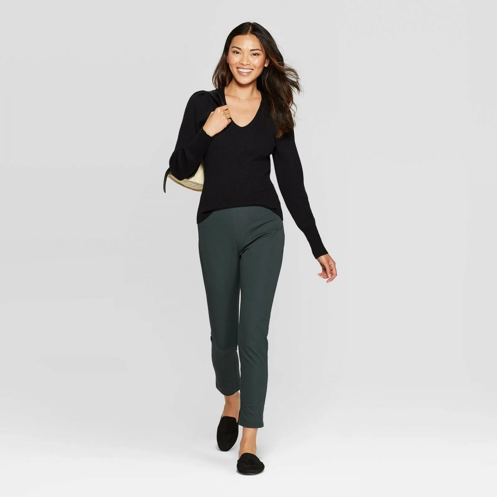 A New Day Women's Rib Cuff V-Neck Pullover Sweater