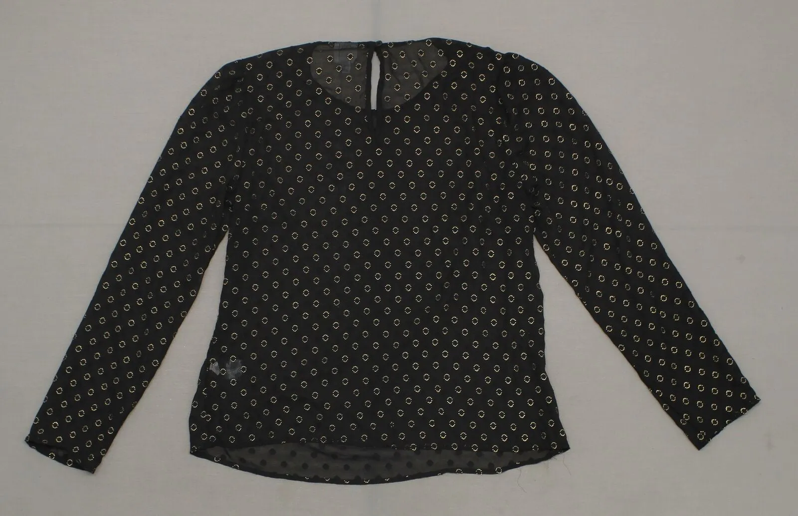 A New Day Women's Sheer Glitter Polka Dot Long Sleeve Sheer Blouse