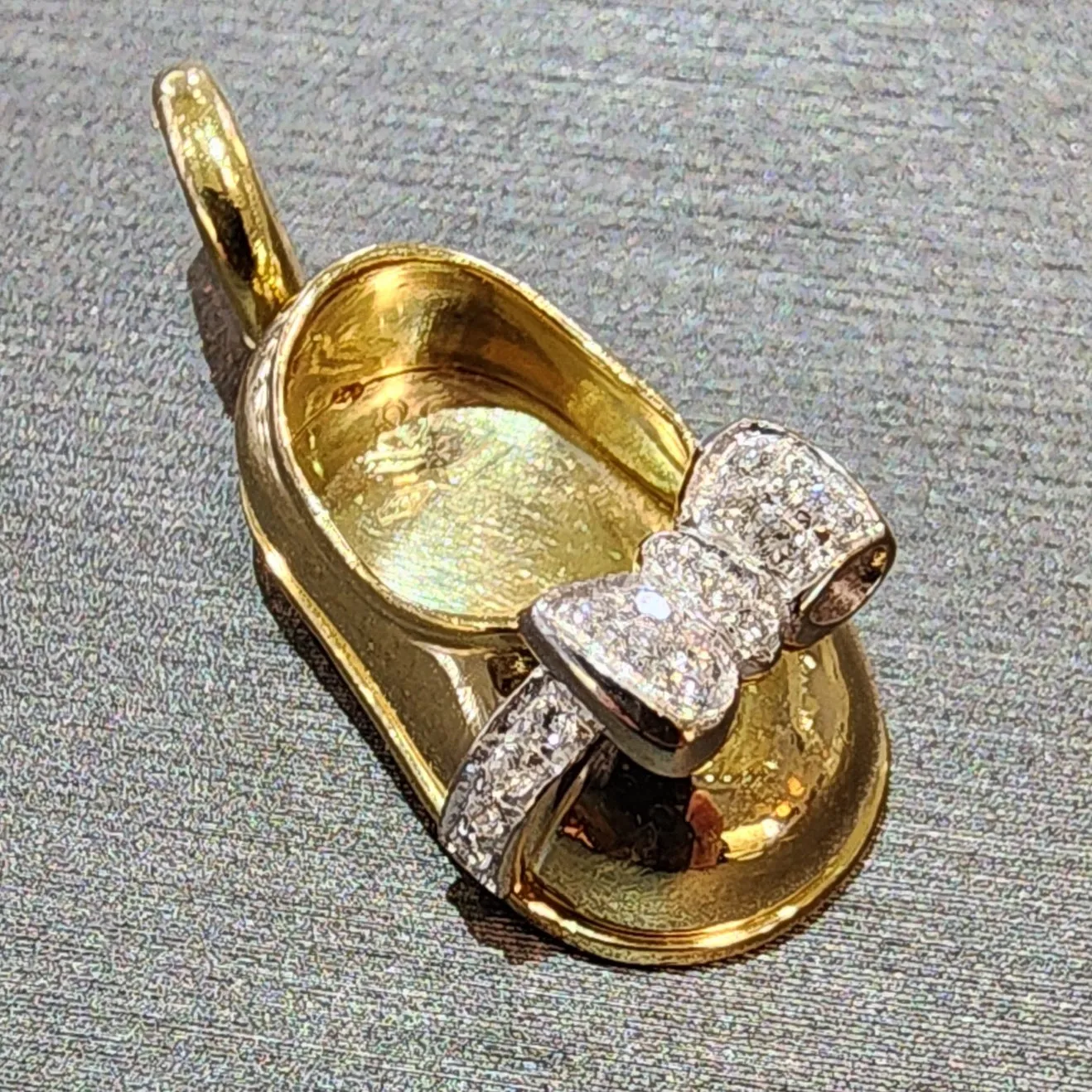 Aaron Basha Estate Gold Diamond Ballet Shoe Charm