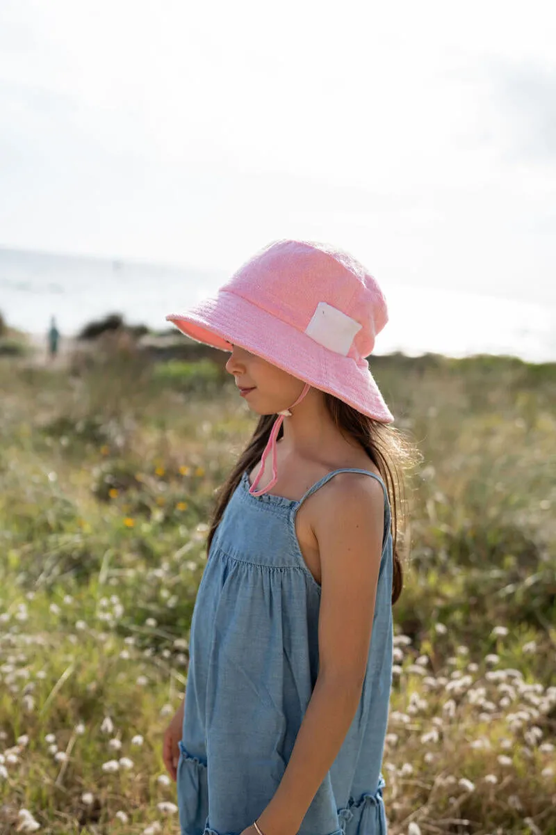 ACORN TERRY TOWELLING BUCKET HAT LIGHT PINK