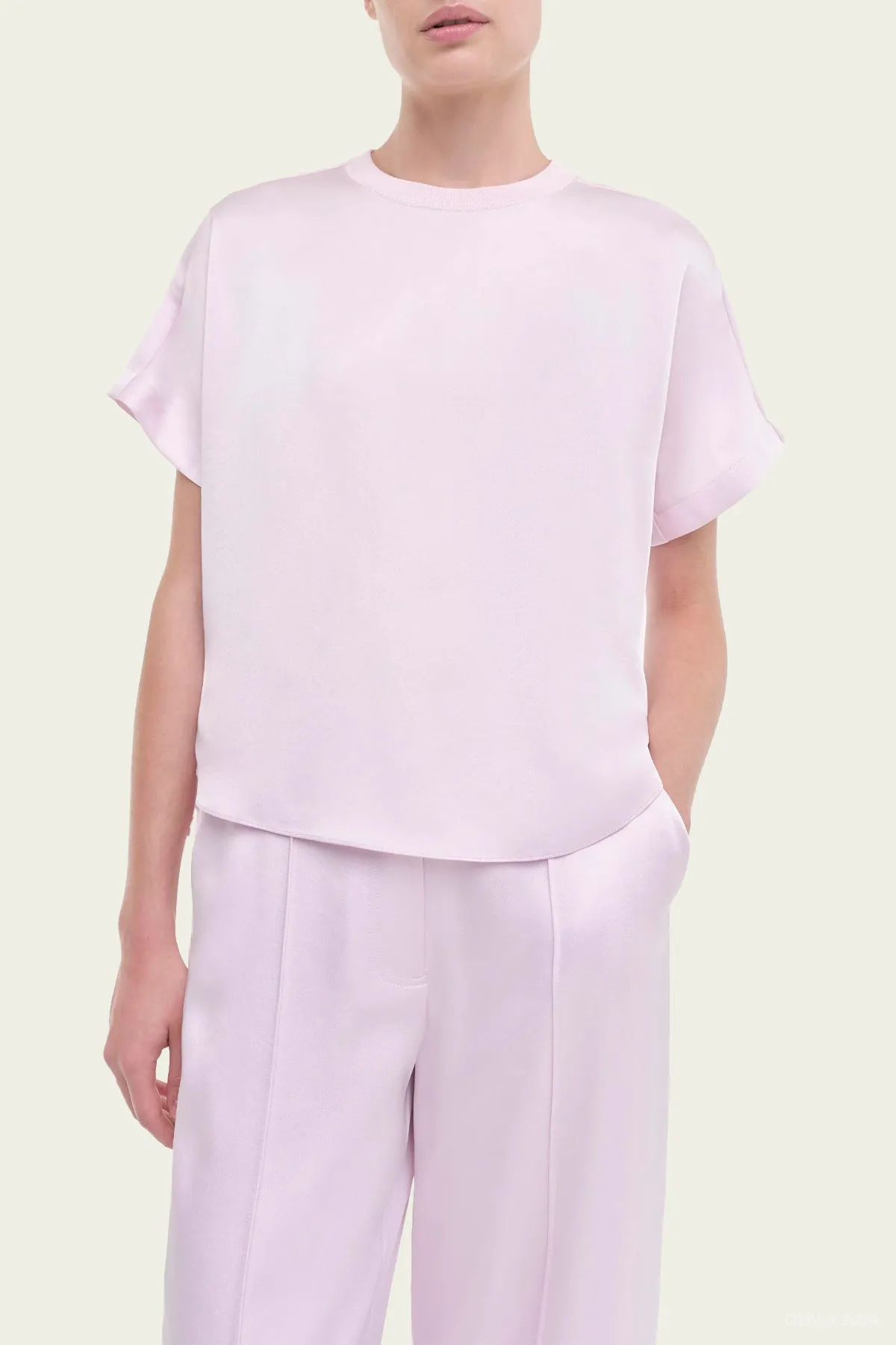 Addy Knit Back T-Shirt in Ballet Pink
