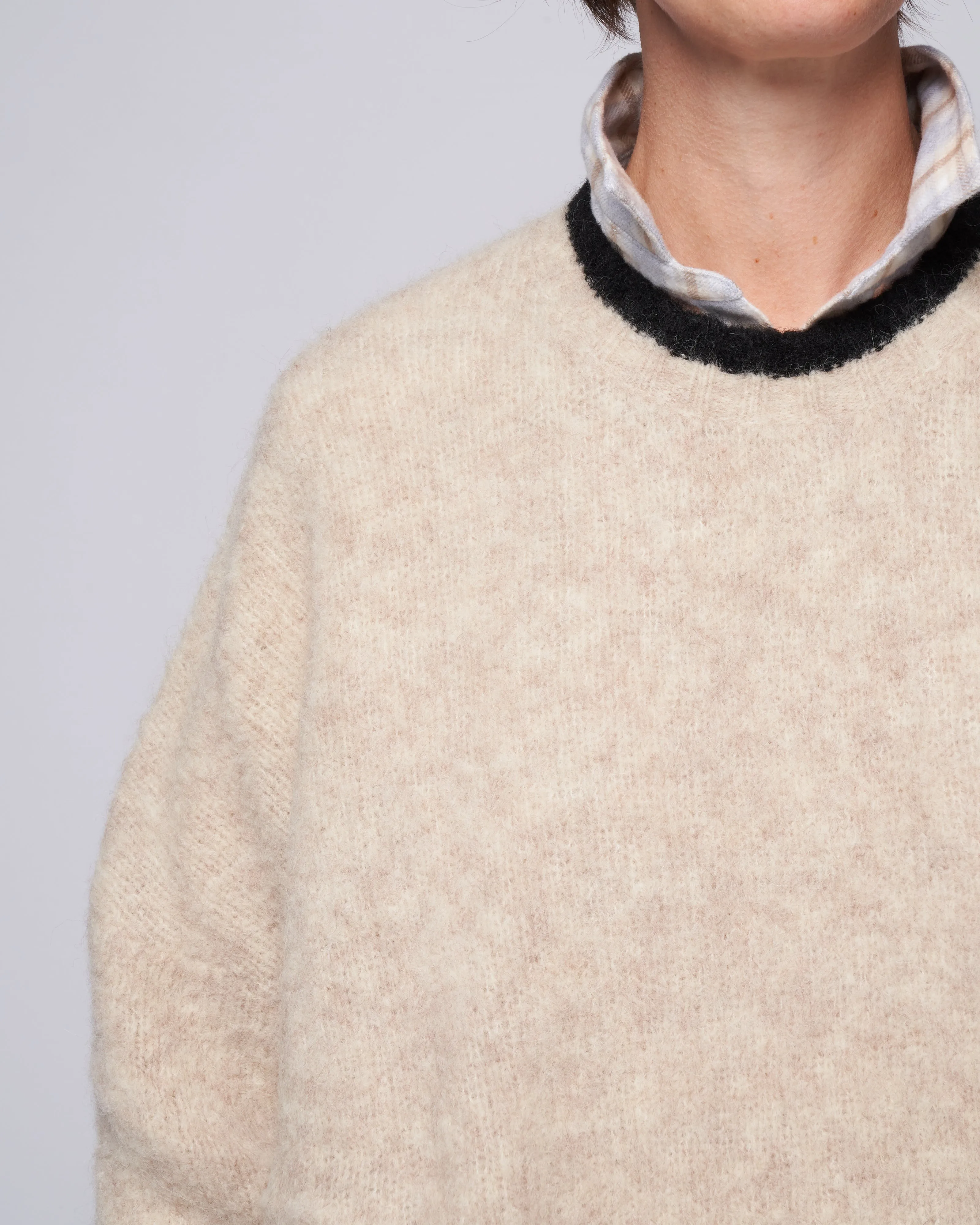 airy trimmed pullover - heather dove