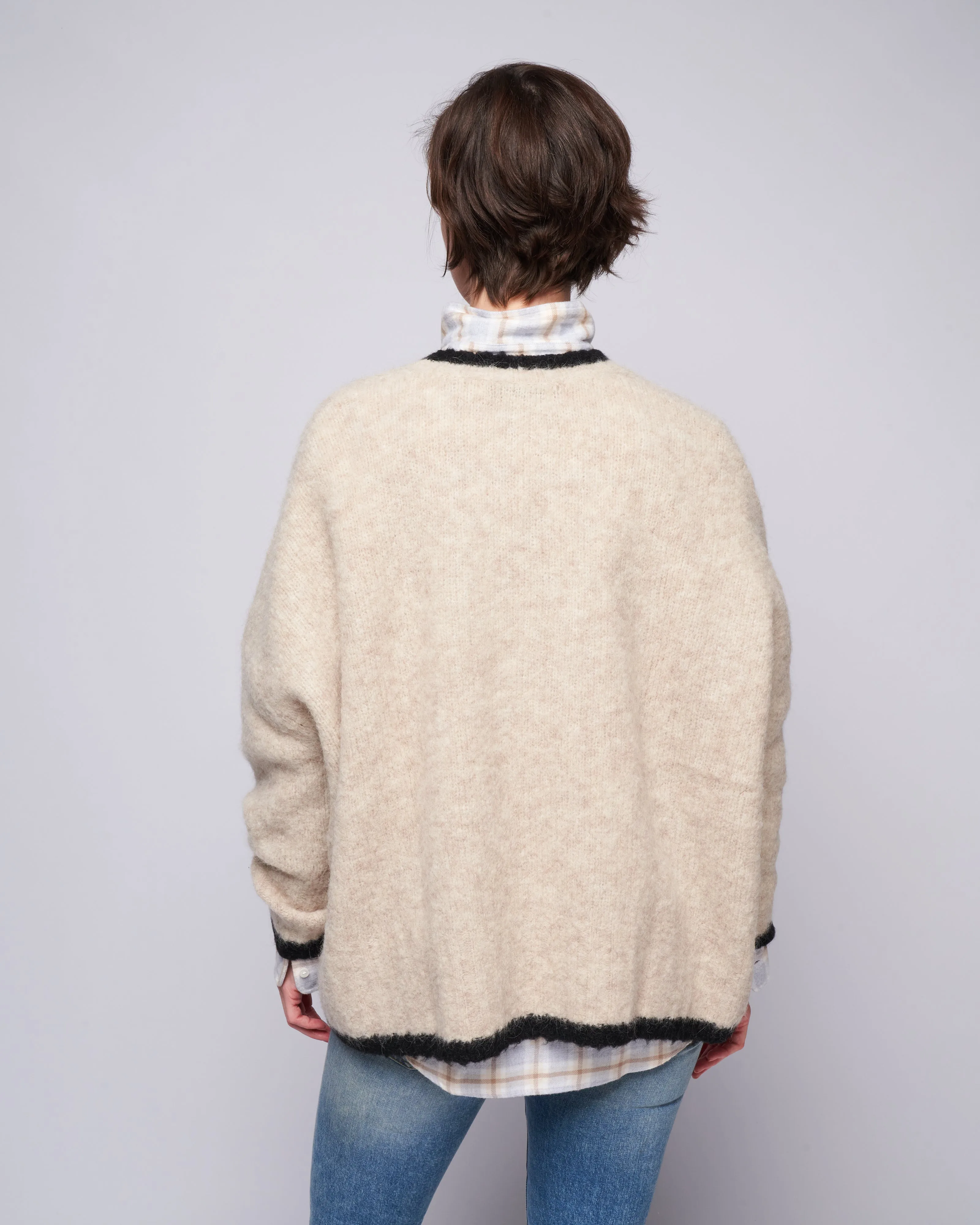 airy trimmed pullover - heather dove