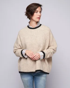 airy trimmed pullover - heather dove