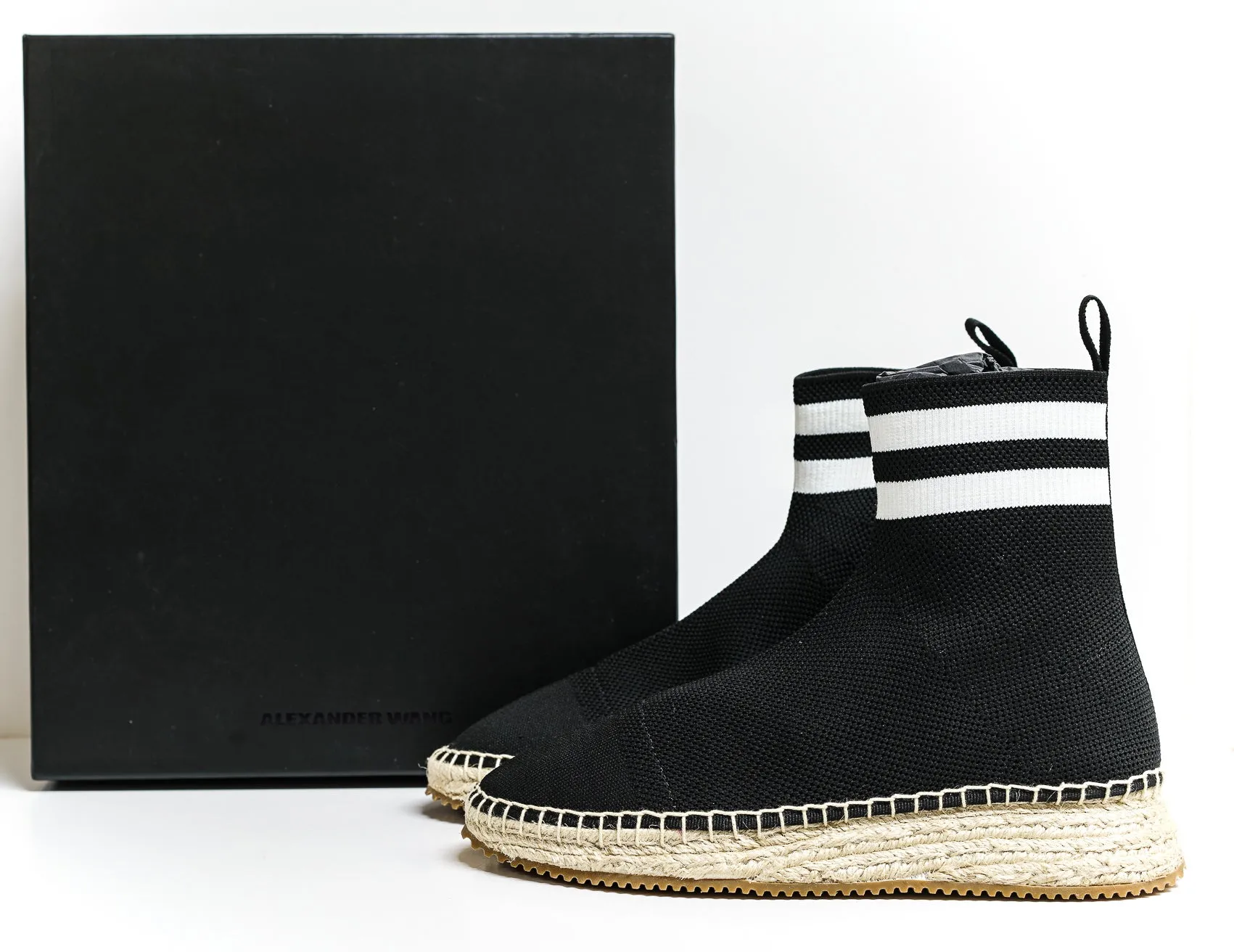 Alexander Wang Women's Black & White Knit Boot Dylan 33048