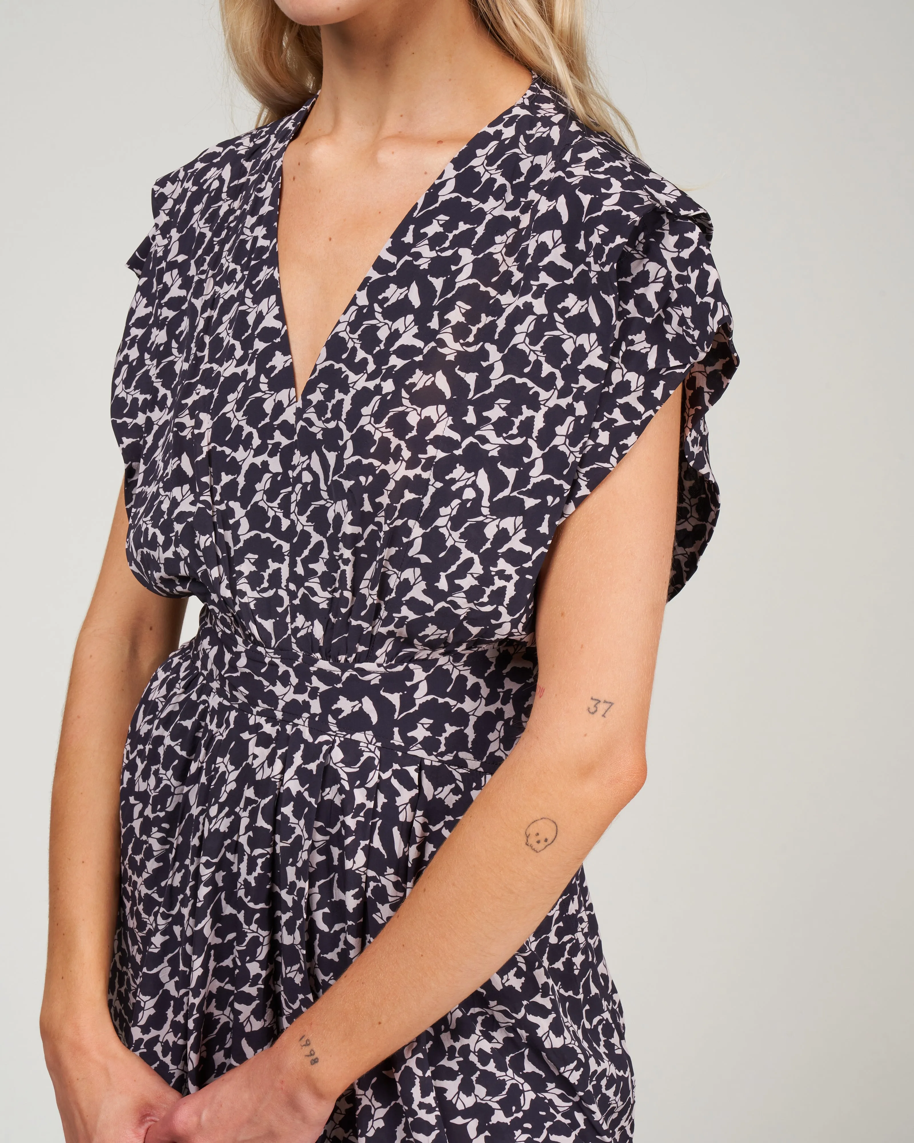 almeya dress - ecru/black