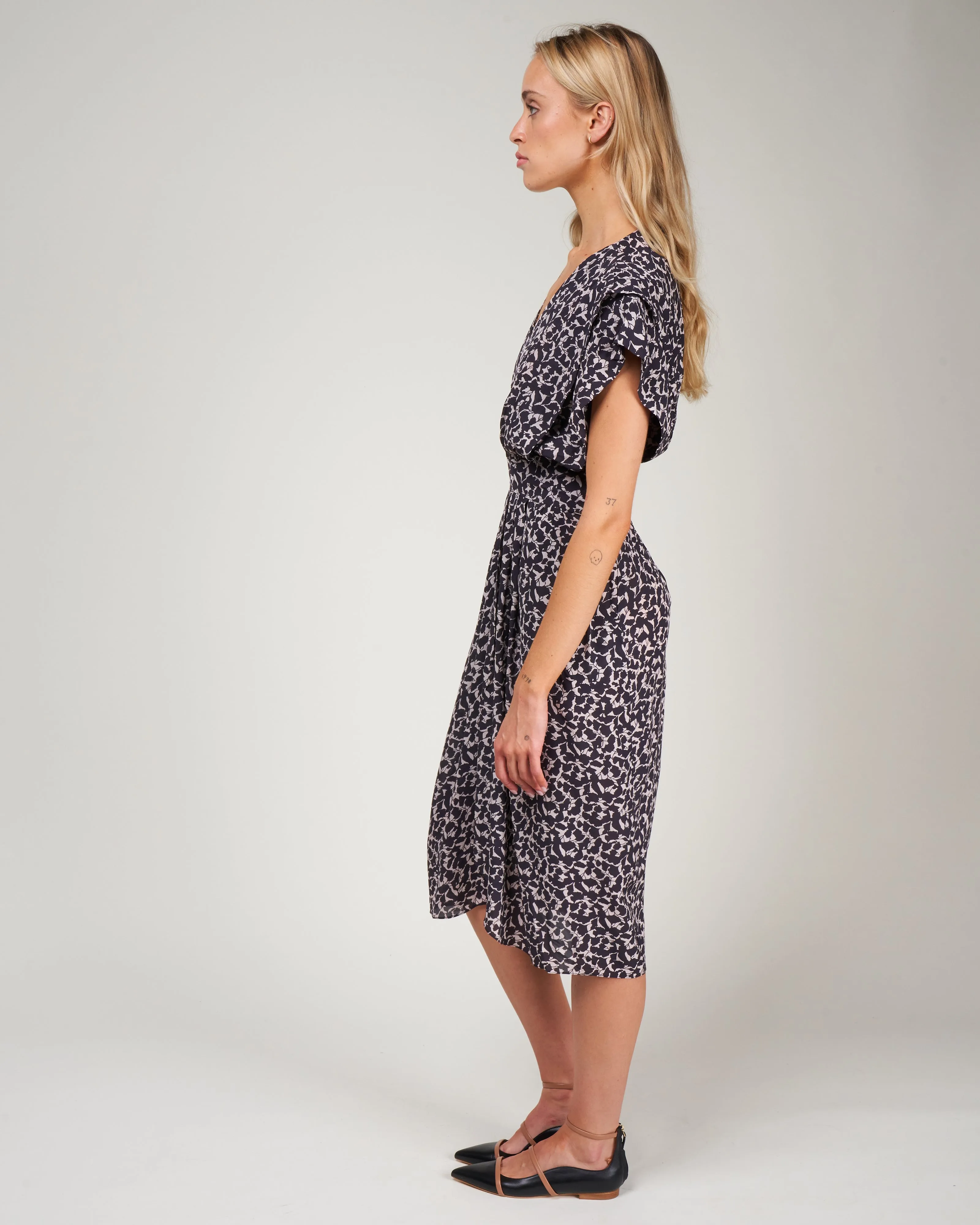 almeya dress - ecru/black