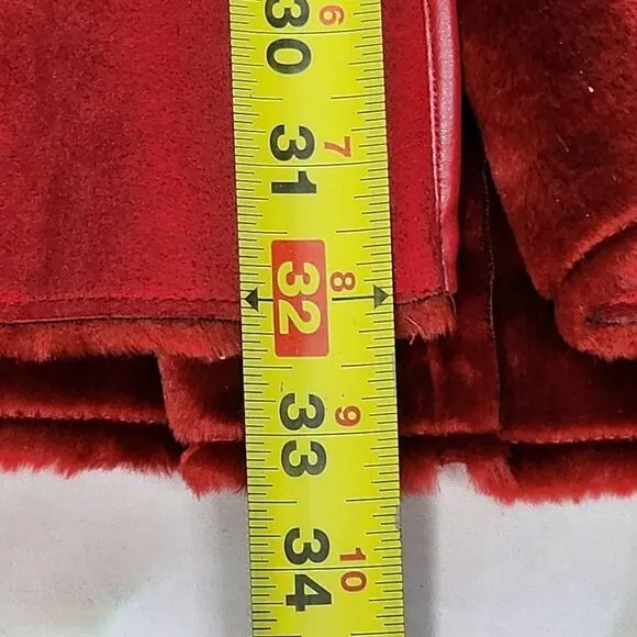 Anne Klein Red Faux Fur Lined Coat with Faux Fur Collar, Women's Small NWT