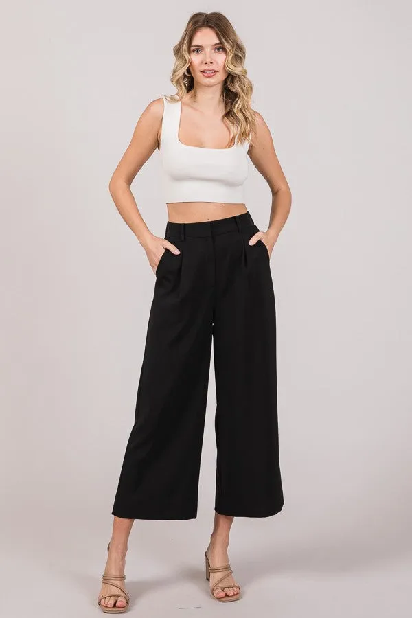 APRIL CROPPED WIDE LEG PANT - 2 COLORS
