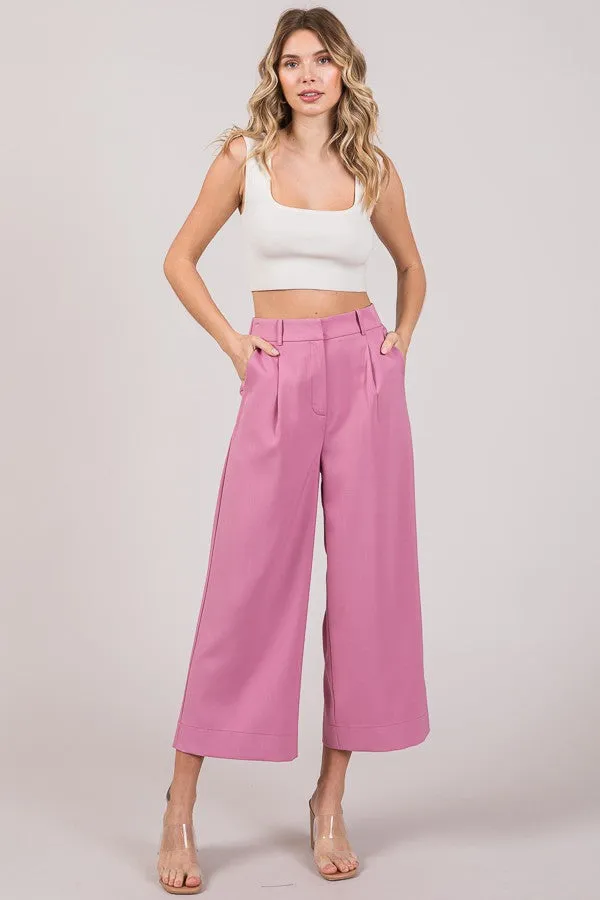 APRIL CROPPED WIDE LEG PANT - 2 COLORS