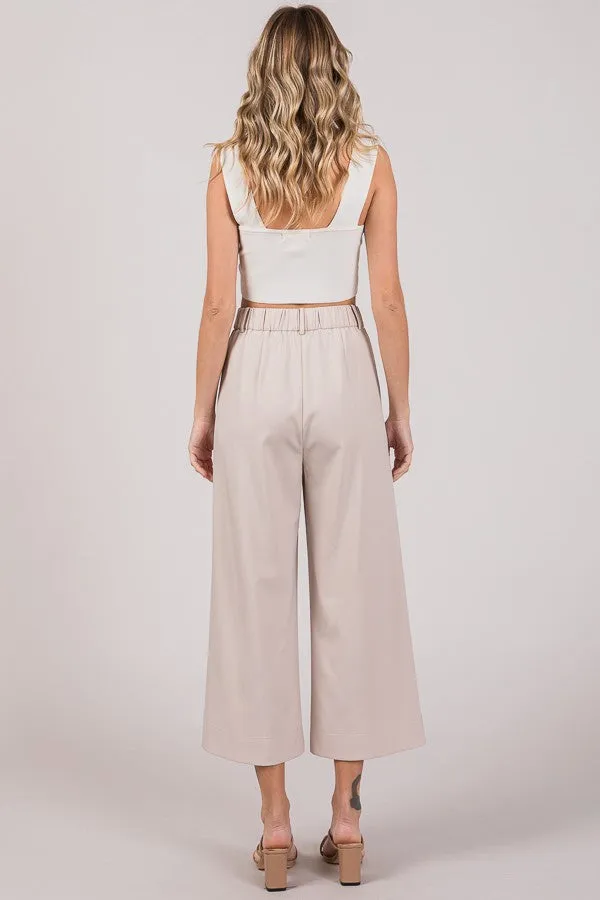 APRIL CROPPED WIDE LEG PANT - 2 COLORS