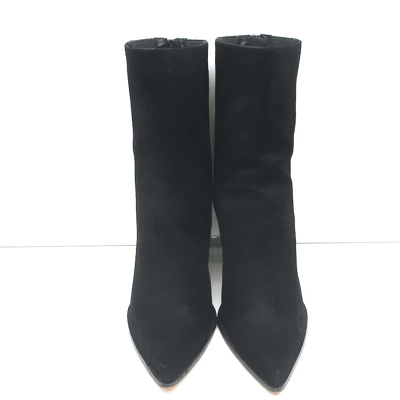 Aquazzura Saint Honore 70 Boots Black Suede Size 38.5 Pointed Toe High Heel