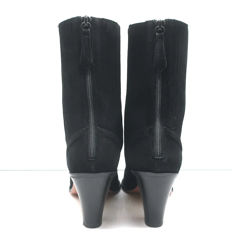 Aquazzura Saint Honore 70 Boots Black Suede Size 38.5 Pointed Toe High Heel