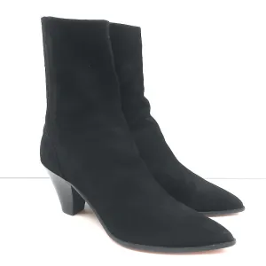 Aquazzura Saint Honore 70 Boots Black Suede Size 38.5 Pointed Toe High Heel