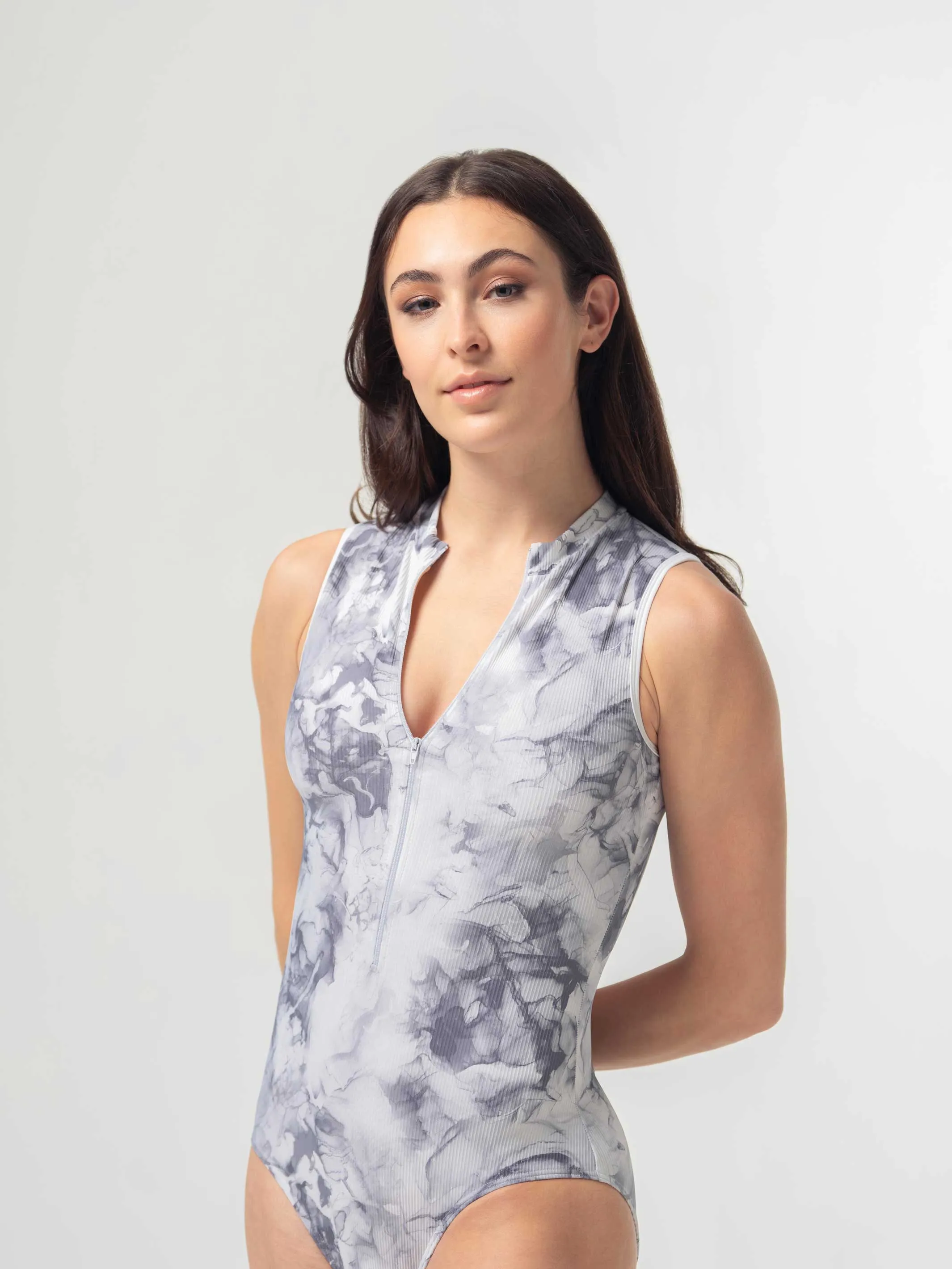 Aura White Marble Leotard