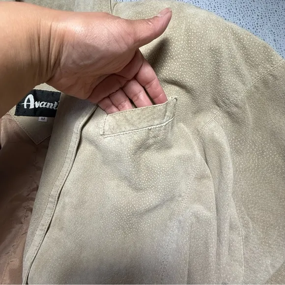 AVANTI Women's Genuine Pig Suede Jacket Lightweight Tan Southwestern Size Medium