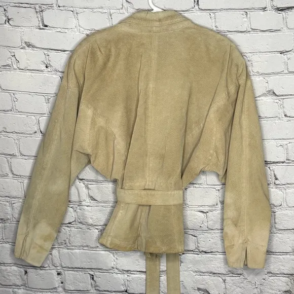 AVANTI Women's Genuine Pig Suede Jacket Lightweight Tan Southwestern Size Medium