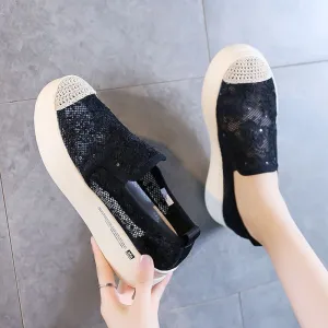 Back To School Outfit Summer Mesh Mesh Hollow Platform Loafers Sandals