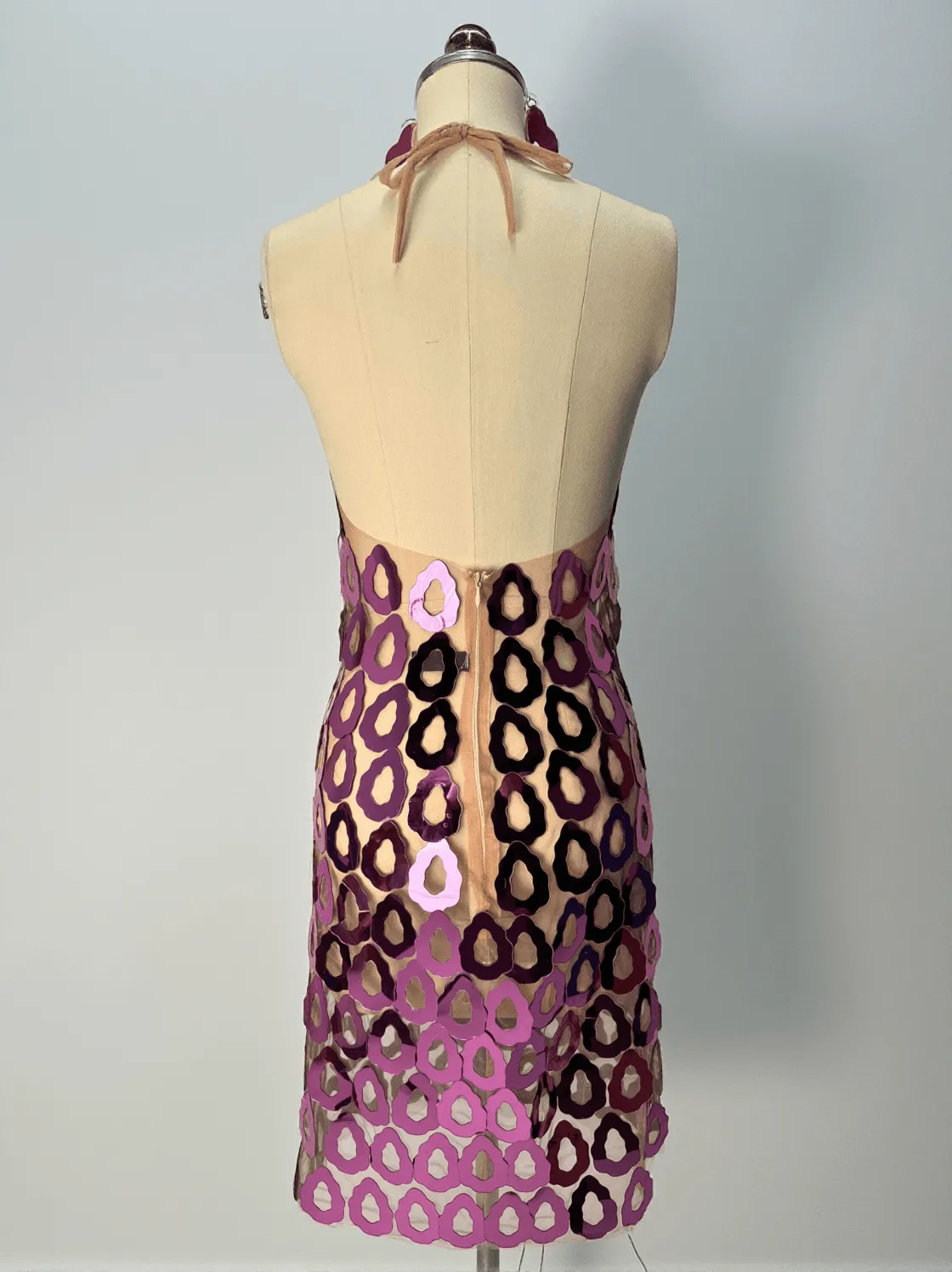 Badel Halterneck Acrylic Mesh Mini Dress