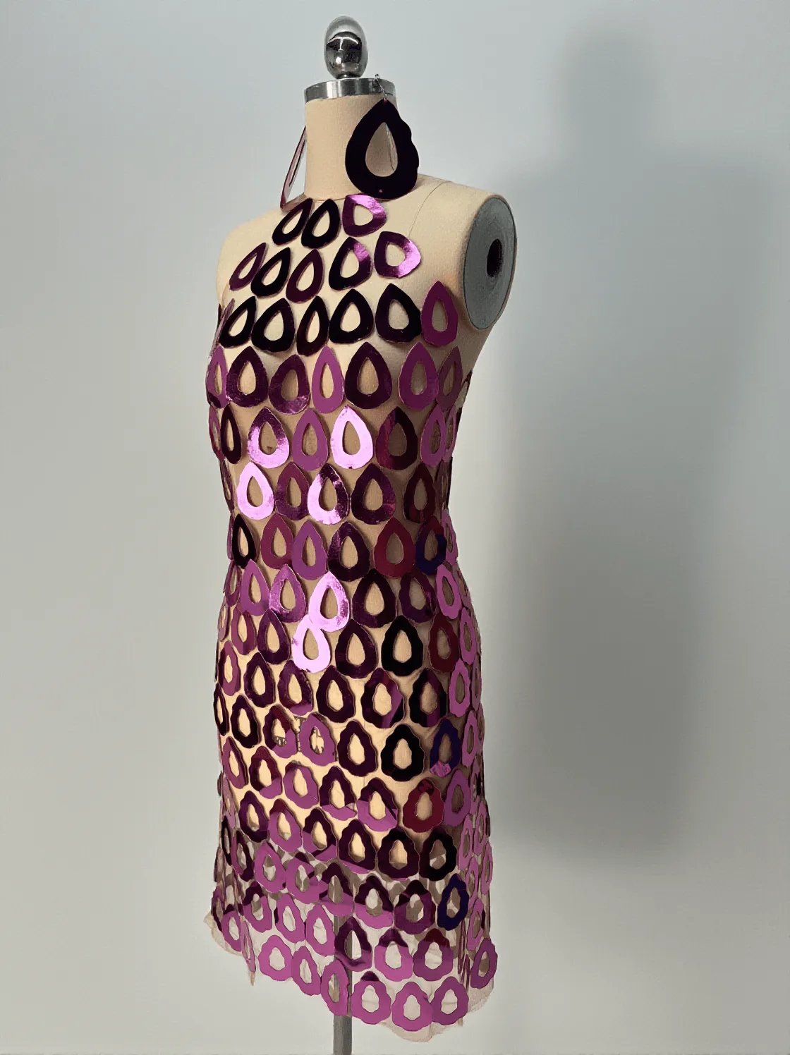 Badel Halterneck Acrylic Mesh Mini Dress