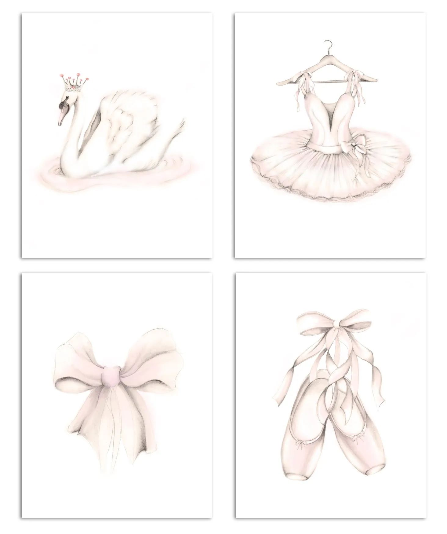 Ballet Dance Girl Art Prints -  Set of 4