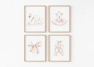 Ballet Dance Girl Art Prints -  Set of 4