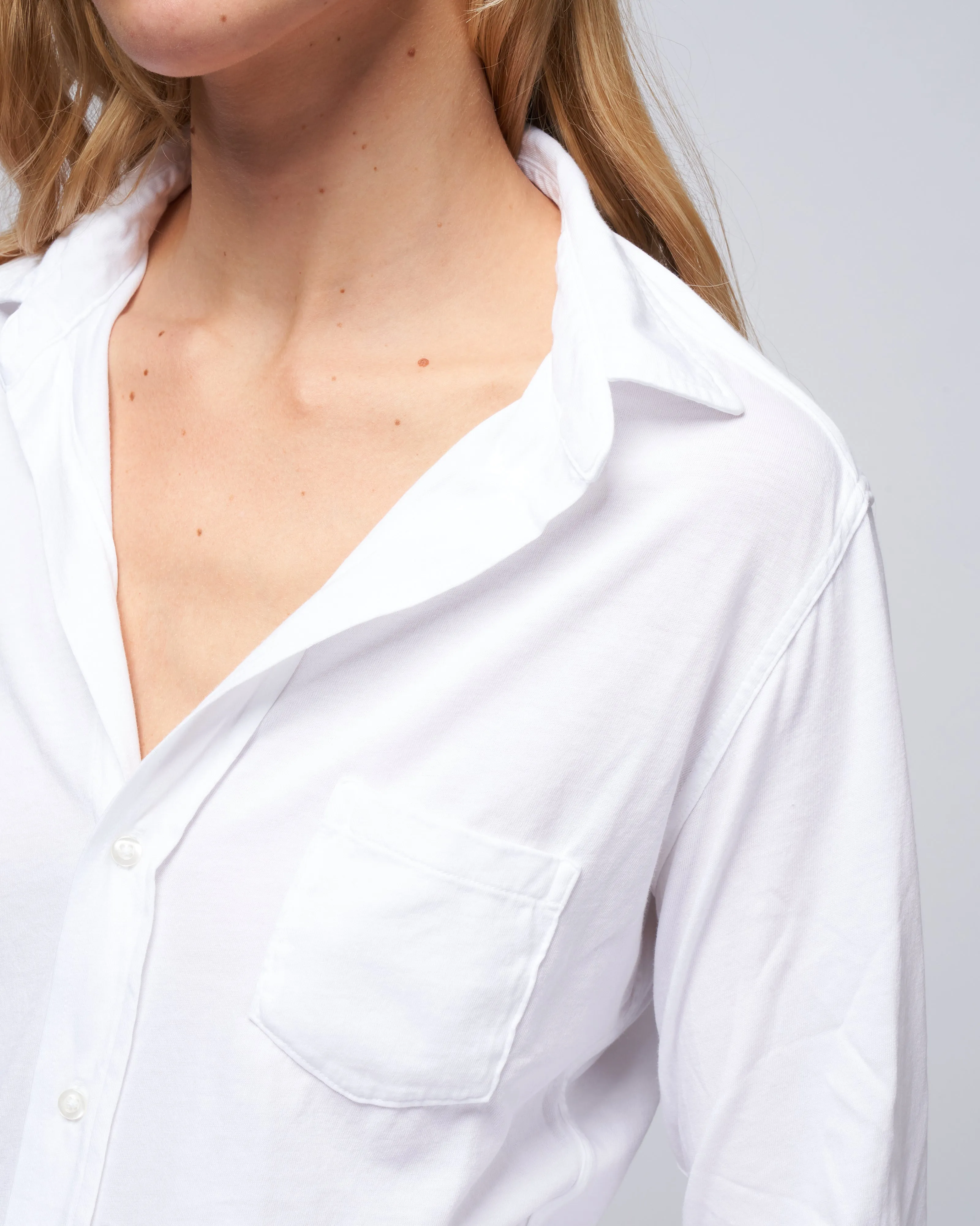 barry knit button up - white
