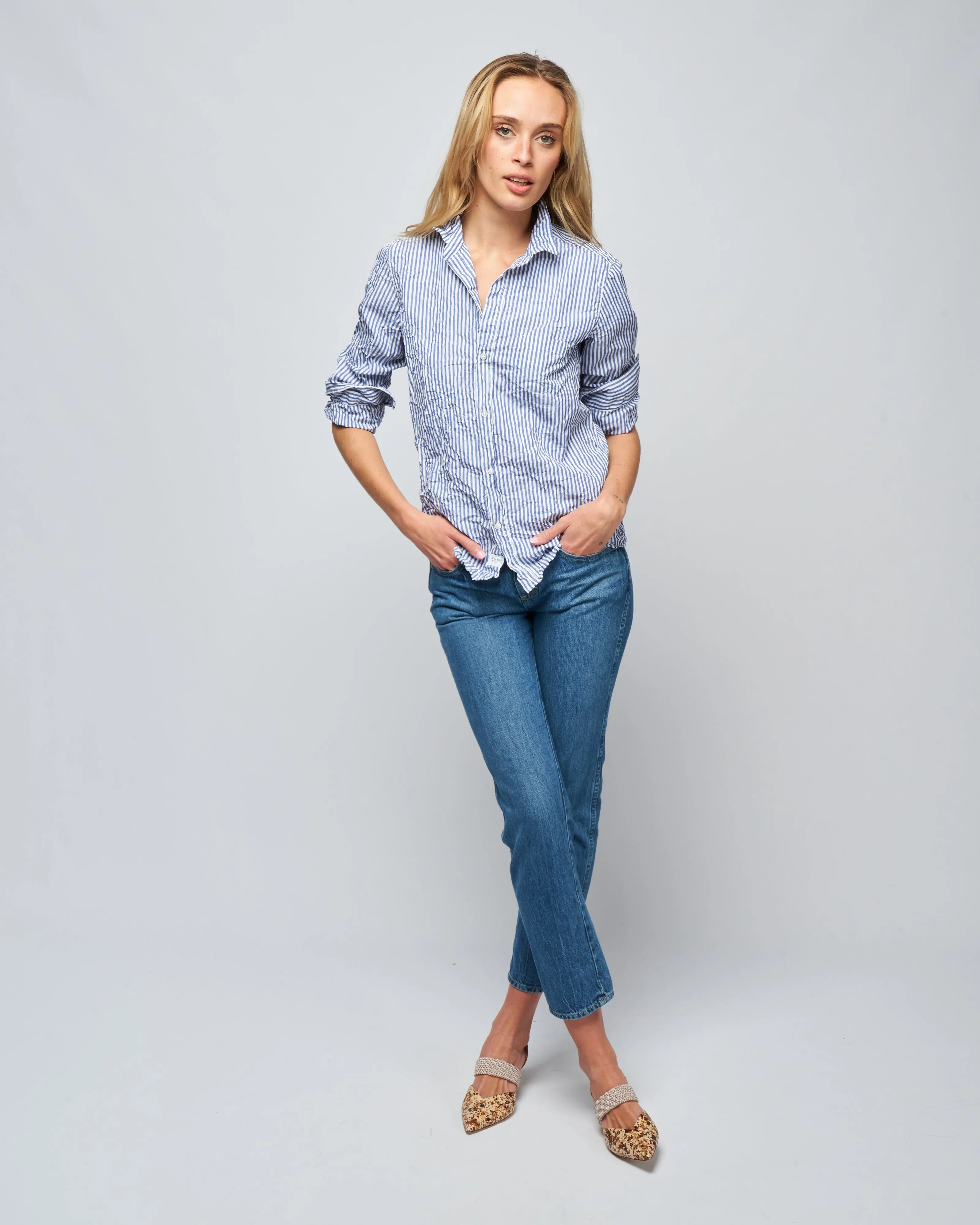 barry woven button up - blue white stripe