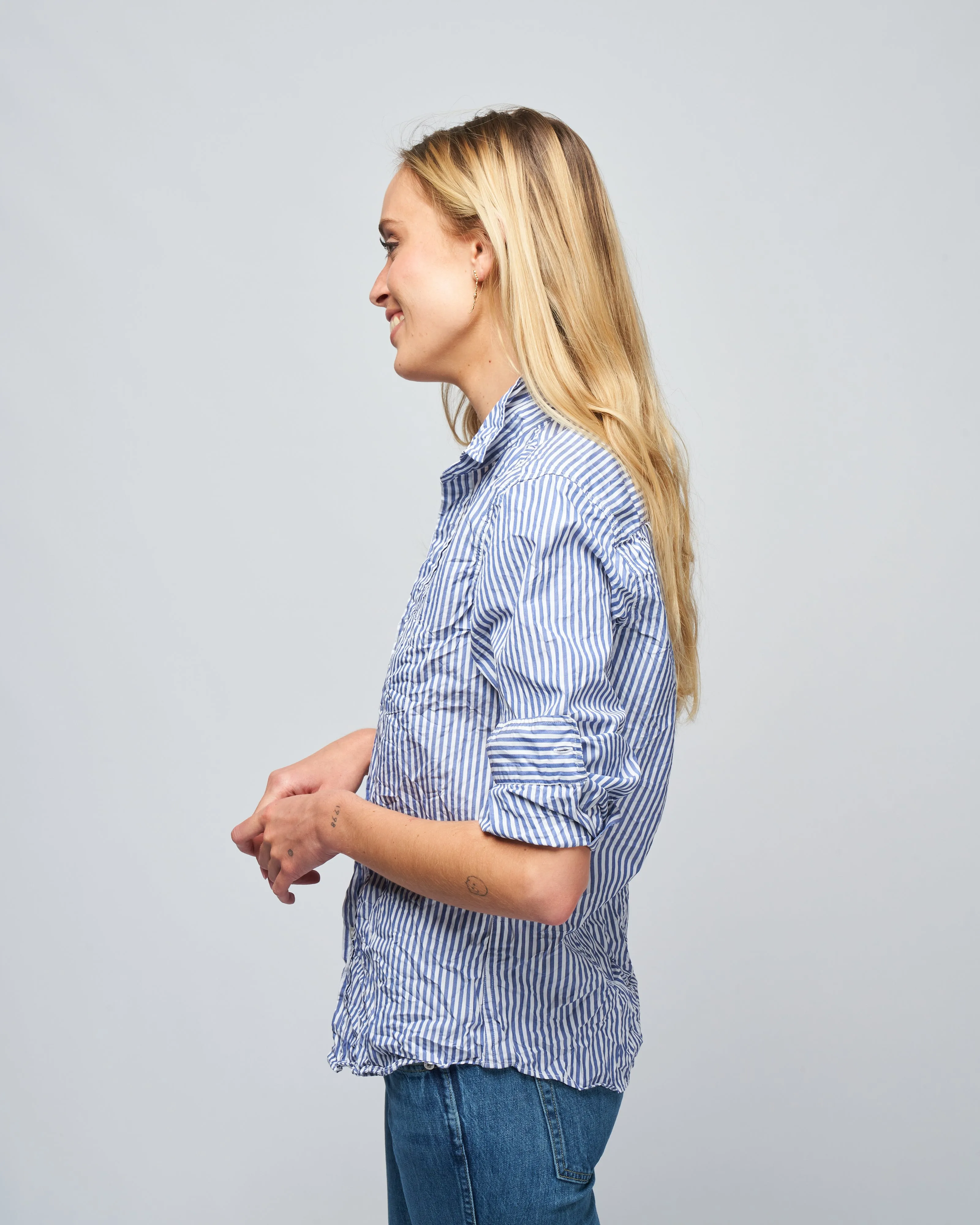 barry woven button up - blue white stripe