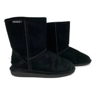 Bearpaw Emma black suede short boot size kids 4 (women's 6)