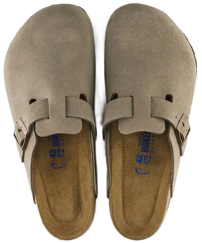 Birkenstock Boston Clog - Taupe Suede Leather | Soft Footbed