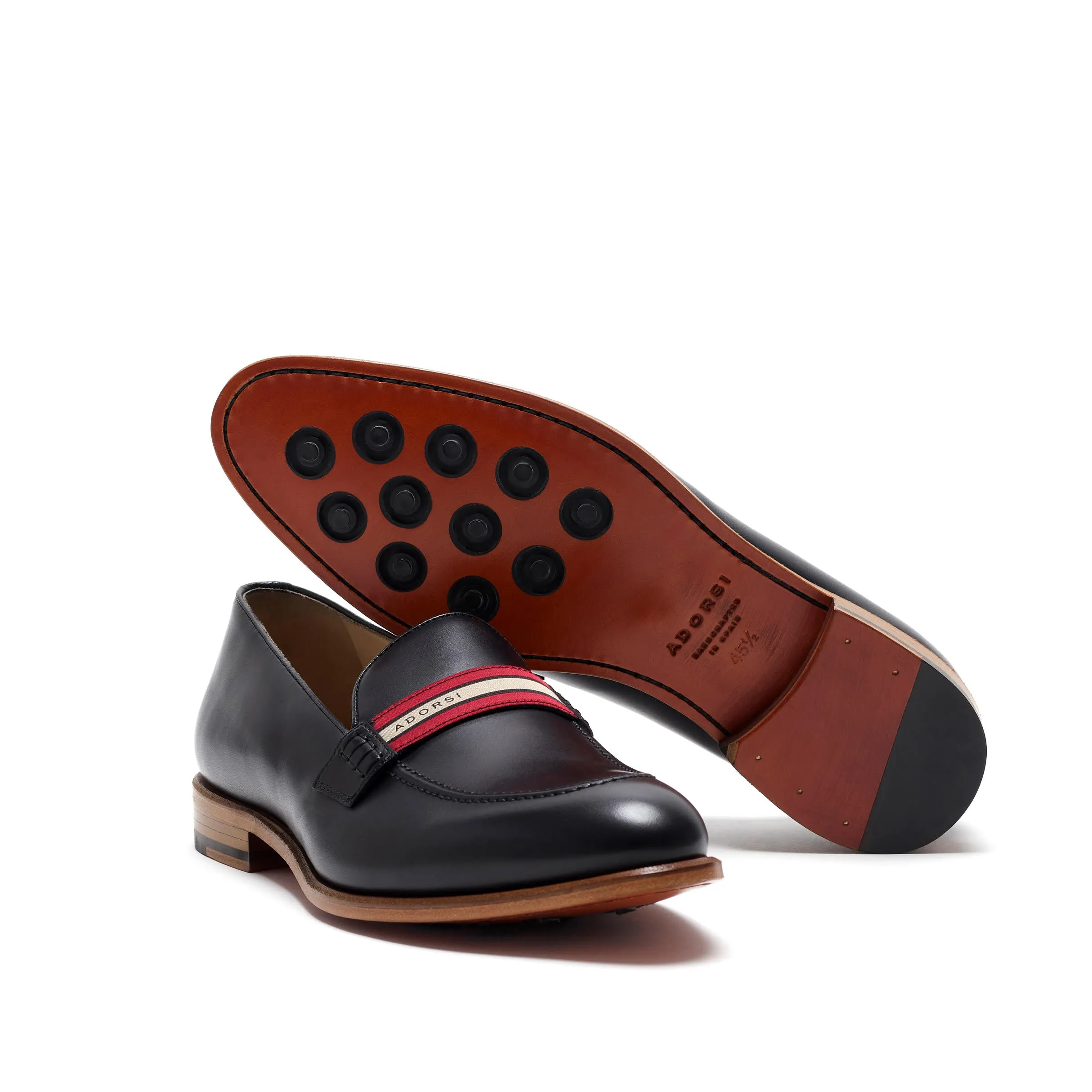 Black Calf Web Stripe Loafer