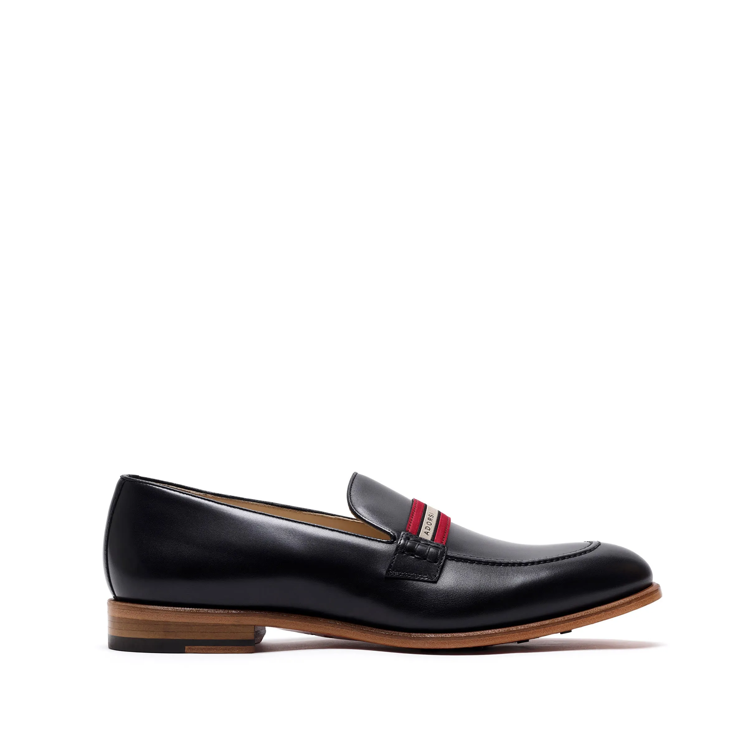 Black Calf Web Stripe Loafer