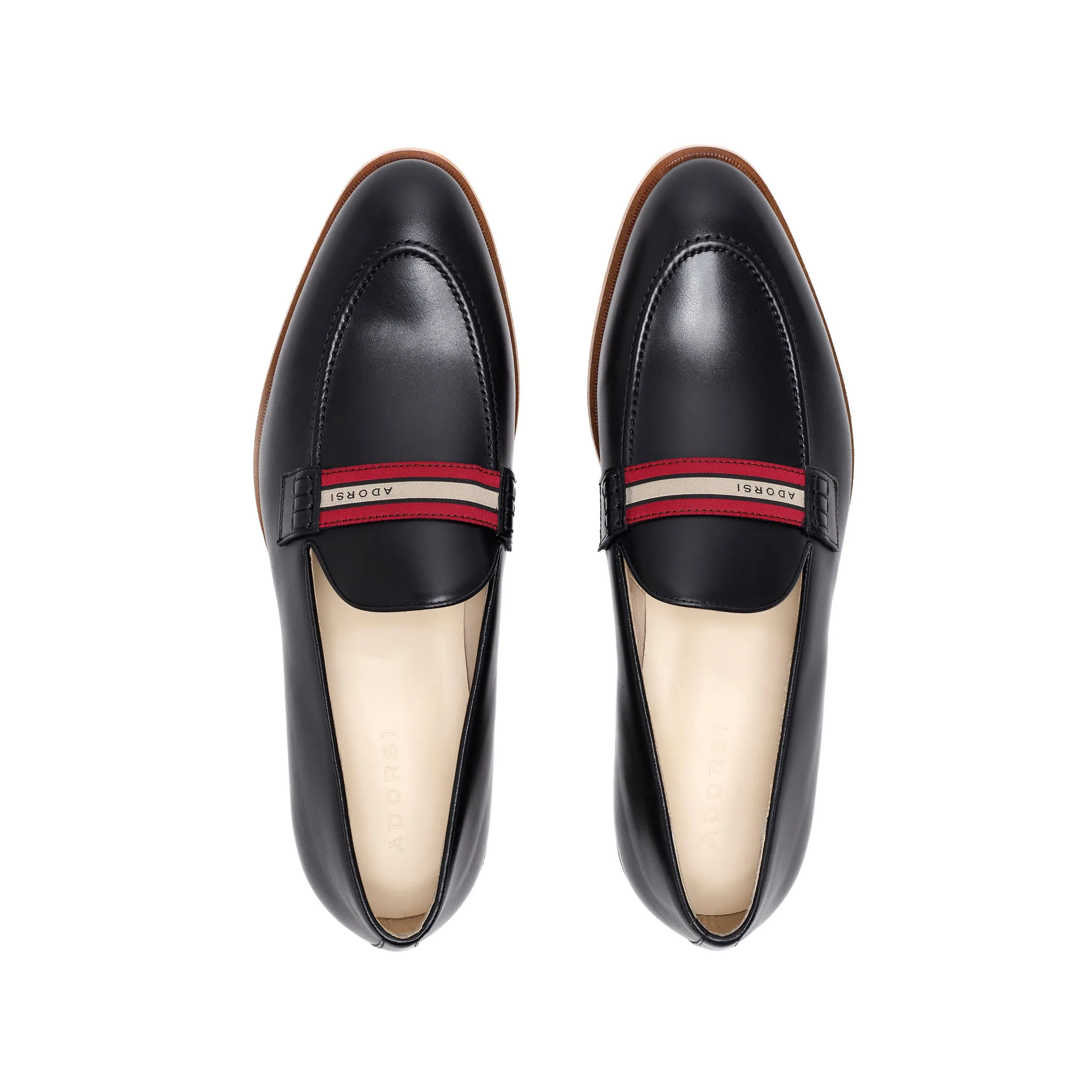 Black Calf Web Stripe Loafer