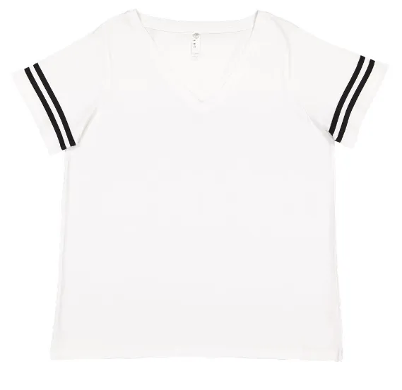 Black Dragons Words Women's Curvy Collection V-Neck Tee