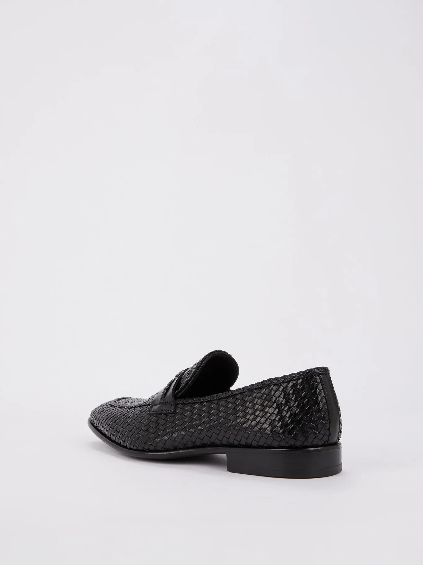 Black Logo Weave Loafers
