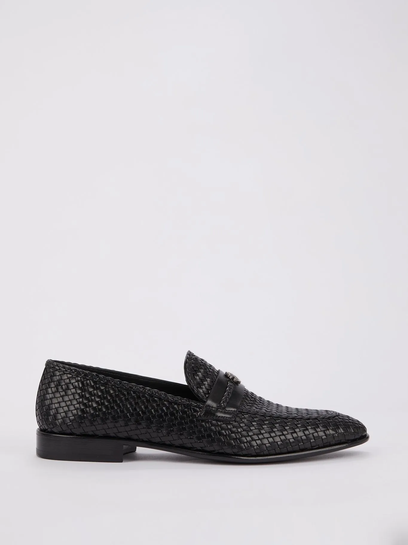 Black Logo Weave Loafers