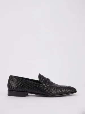 Black Logo Weave Loafers