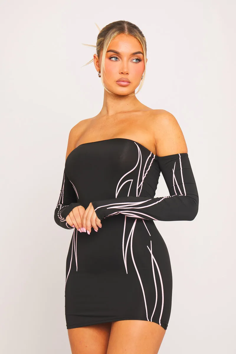 Black Patent Faux Leather Off-Shoulder Mini Dress | Bold & Edgy | Statement Glam
