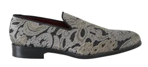 Black Silver Gold Brocade Loafers